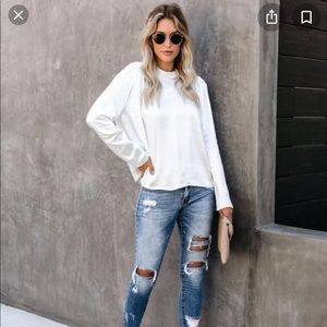 NWT VICI white satin blouse, SZ L